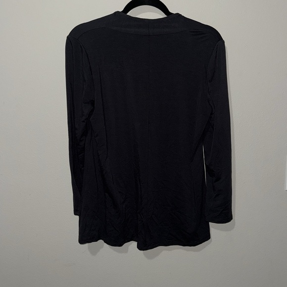 Eileen Fisher Black Blouse Small Professional Tencel Long Sleeve V Neck EUC - Picture 9 of 14